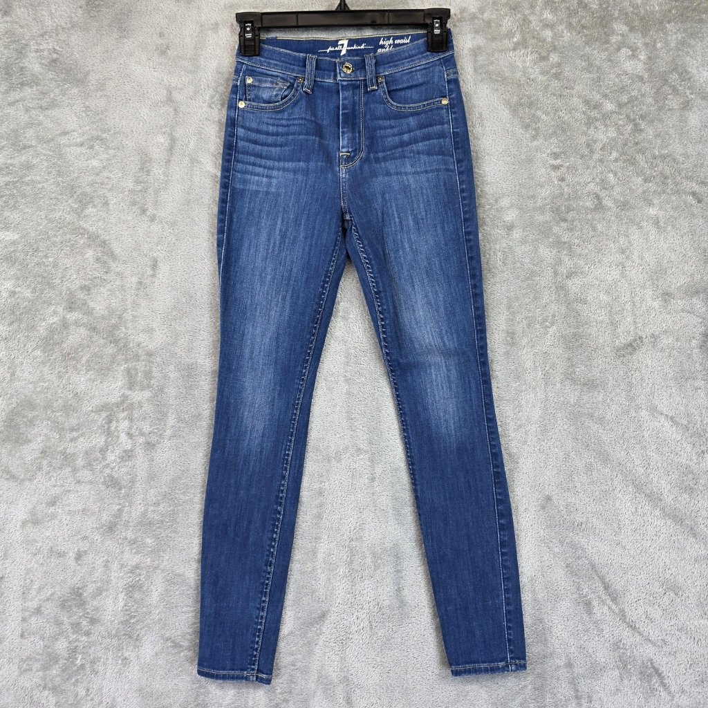 7 For All Mankind High Waist Ankle Gwenevere Jeans Womens 23 Blue Skinny Stretch